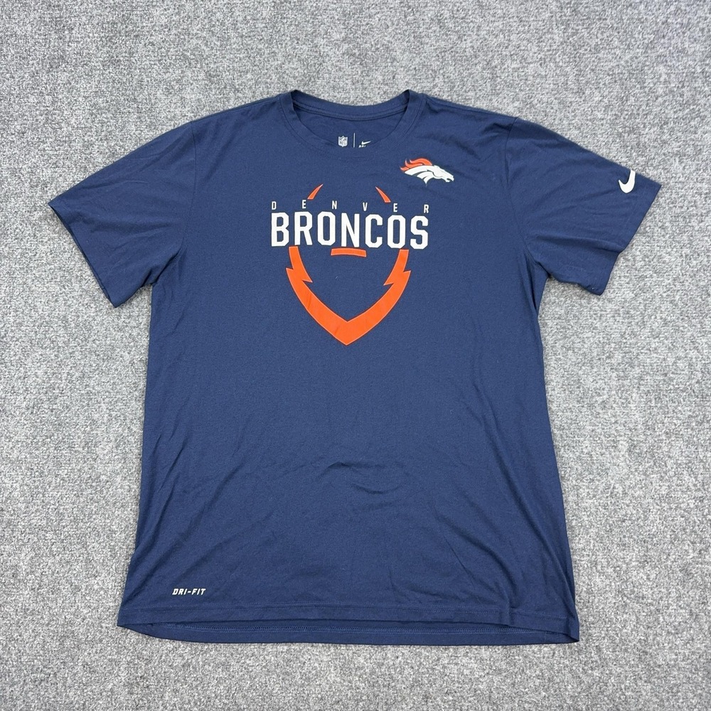 Denver Broncos Shirt Mens Large Blue NFL Football‎ Nike Dri-FIT Graphic Tee